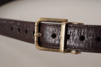 Dolce &amp; Gabbana Elegant Leather Belt with Engraved Buckle