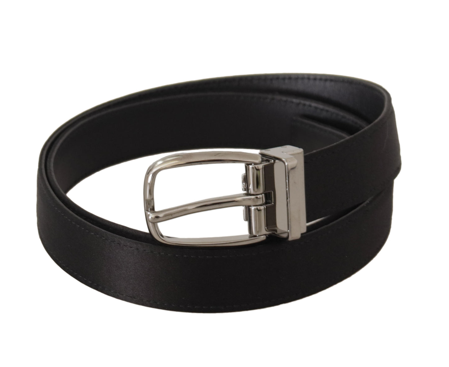 Dolce &amp; Gabbana Elegant Silk Leather Belt with Logo Buckle