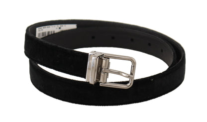 Dolce &amp; Gabbana Elegant Black Velvet Designer Belt