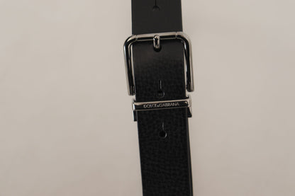 Dolce & Gabbana Elegant Black Leather Belt with Metal Buckle