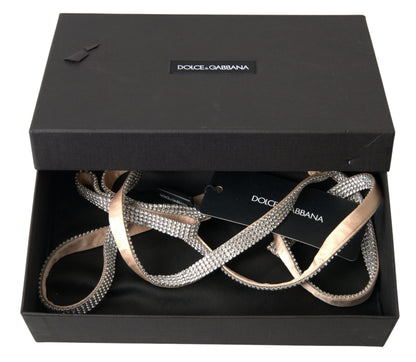 Dolce &amp; Gabbana Elegant Crystal Skinny Silk Bow Belt