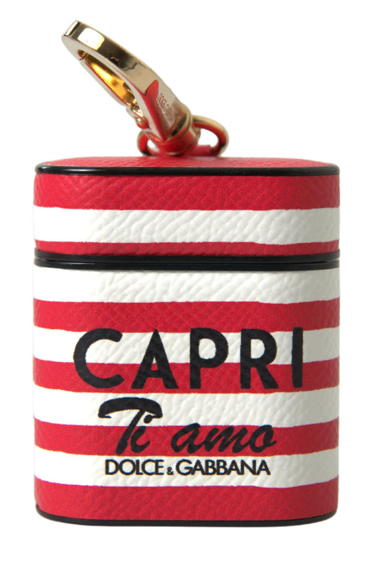 Dolce &amp; Gabbana Elegant Red Leather Airpods Case