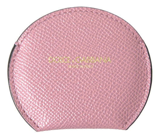 Dolce &amp; Gabbana Elegant Pink Leather Hand Mirror Holder