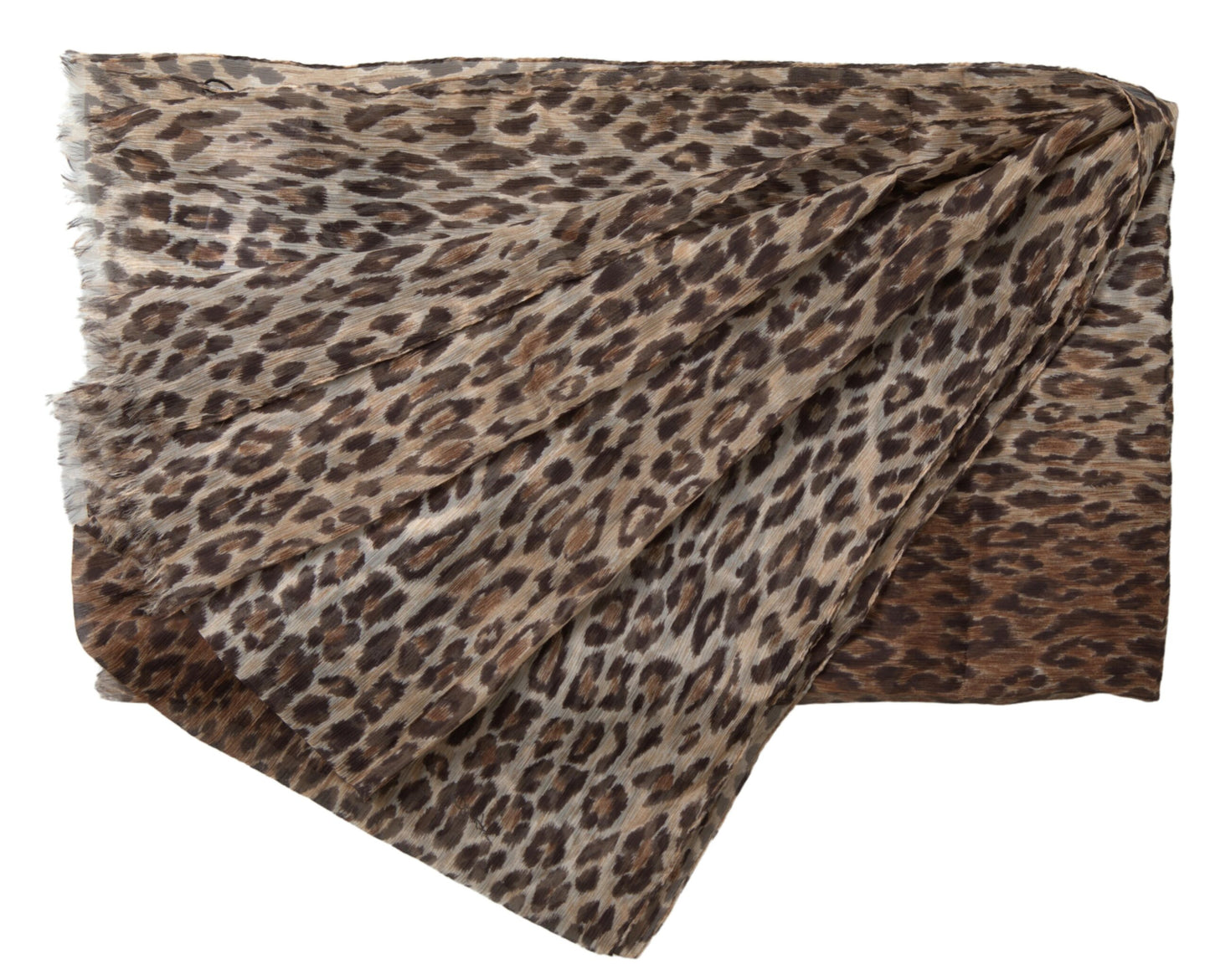 Dolce &amp; Gabbana Brown Leopard Silk Shawl Wrap Foulard Scarf