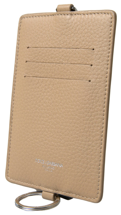 Dolce &amp; Gabbana Elegant Beige Leather Cardholder Wallet