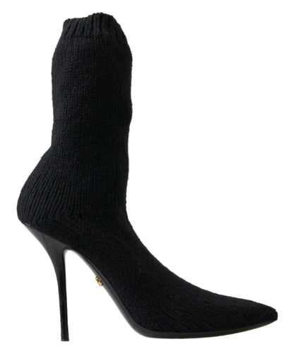 Dolce &amp; Gabbana Elegant Black Viscose Mid-Calf Boots