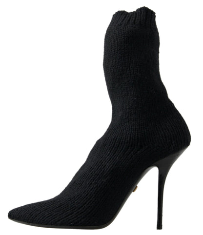 Dolce &amp; Gabbana Elegant Black Viscose Mid-Calf Boots