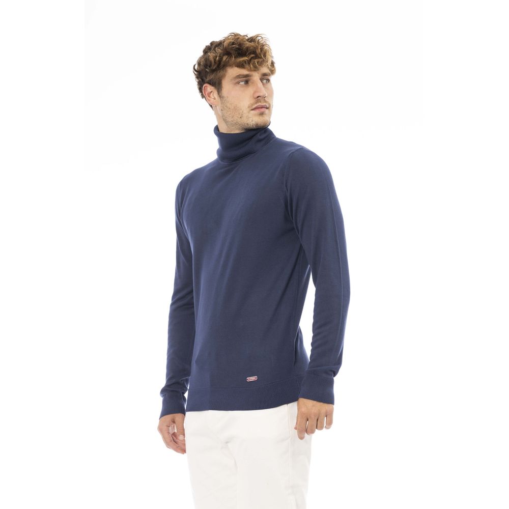 Baldinini Trend Chic Turtleneck Sweater in Blue - Modal &amp; Cashmere Blend