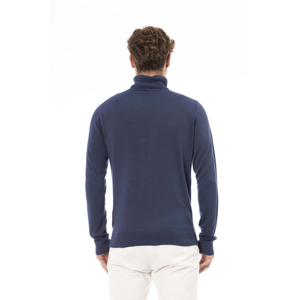 Baldinini Trend Chic Turtleneck Sweater in Blue - Modal &amp; Cashmere Blend