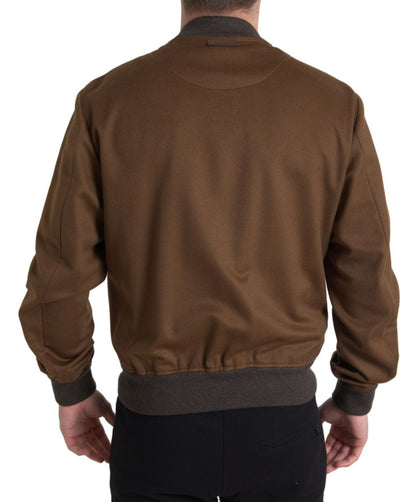 Dolce &amp; Gabbana Elegant Brown Cashmere Bomber Jacket