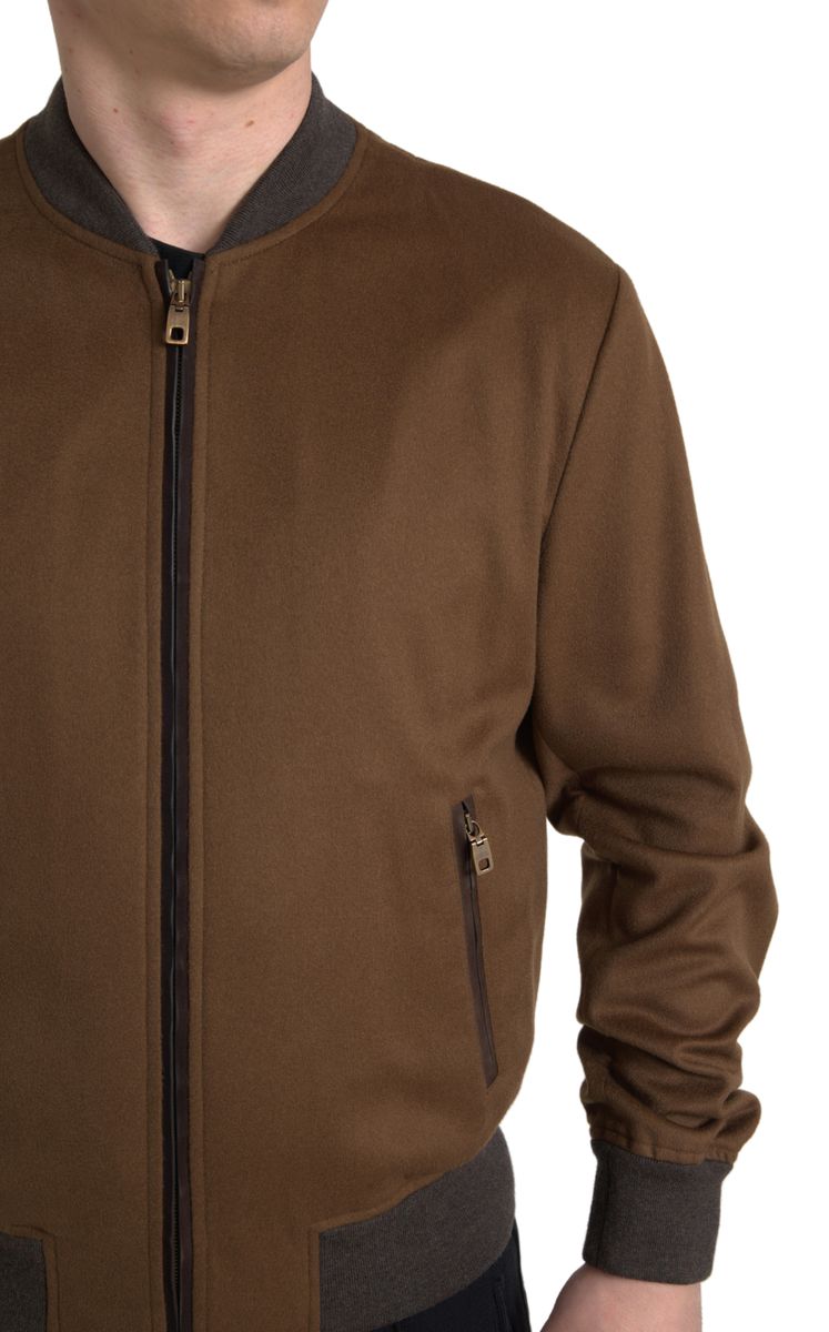 Dolce &amp; Gabbana Elegant Brown Cashmere Bomber Jacket