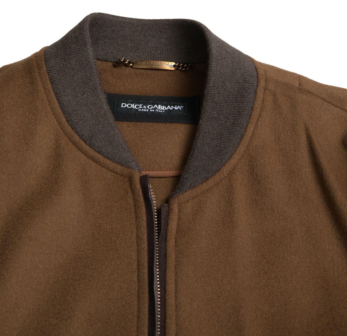 Dolce &amp; Gabbana Elegant Brown Cashmere Bomber Jacket