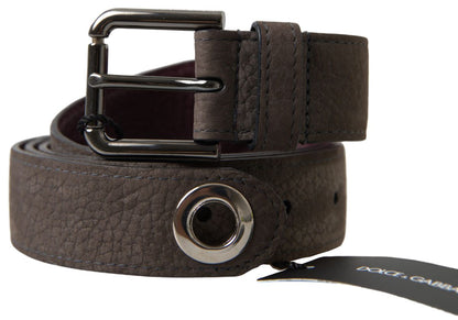 Dolce &amp; Gabbana Elegant Brown Leather Belt with Metal Buckle