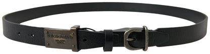 Dolce &amp; Gabbana Elegant Black Leather Belt - Metal Buckle Closure