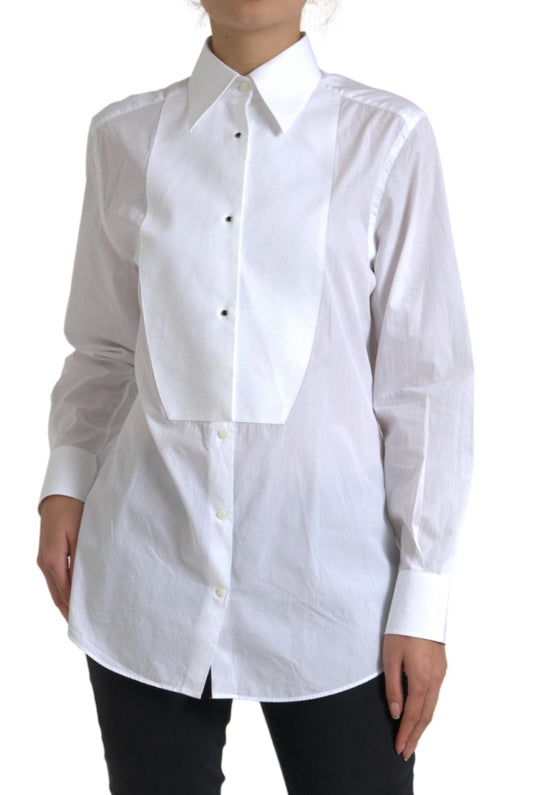 Dolce &amp; Gabbana Elegant White Cotton Poplin Dress Shirt