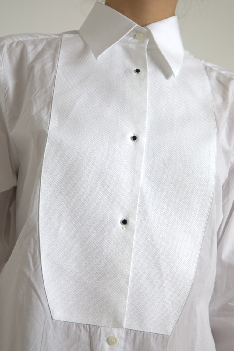 Dolce &amp; Gabbana Elegant White Cotton Poplin Dress Shirt