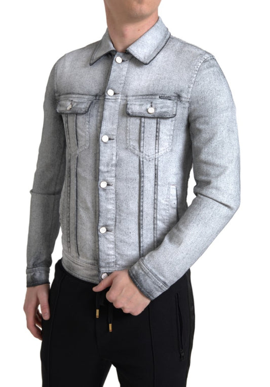 Dolce &amp; Gabbana Elegant Gray Cotton Stretch Denim Jacket