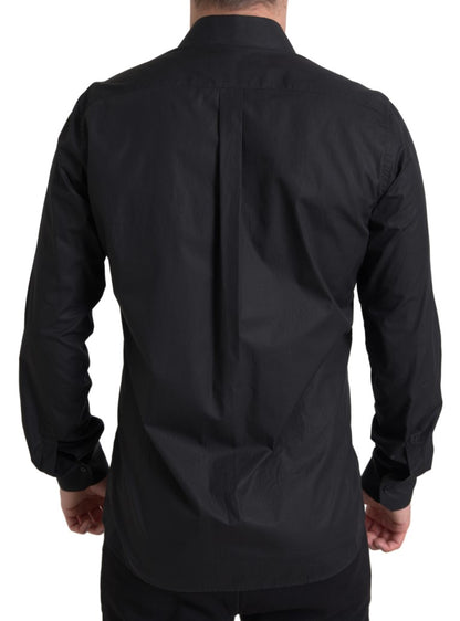 Dolce &amp; Gabbana Black Collared Long Sleeve MARTINI Shirt