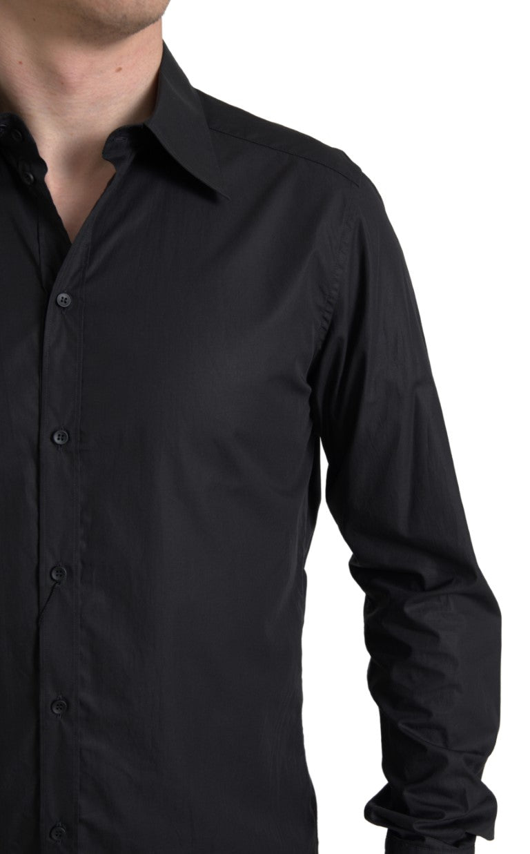 Dolce &amp; Gabbana Black Collared Long Sleeve MARTINI Shirt