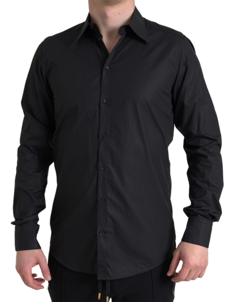 Dolce &amp; Gabbana Black Collared Long Sleeve MARTINI Shirt