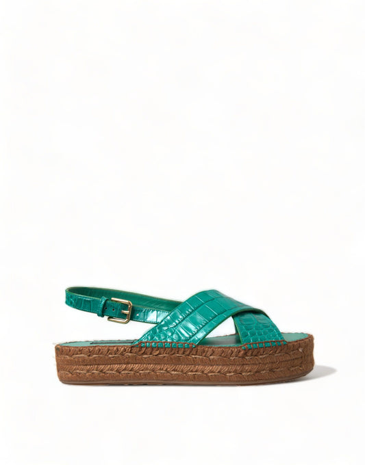 Dolce & Gabbana Elegant Green Espadrille Platform Sandals