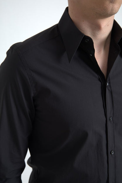 Dolce &amp; Gabbana Elegant Slim Fit Black Cotton Dress Shirt