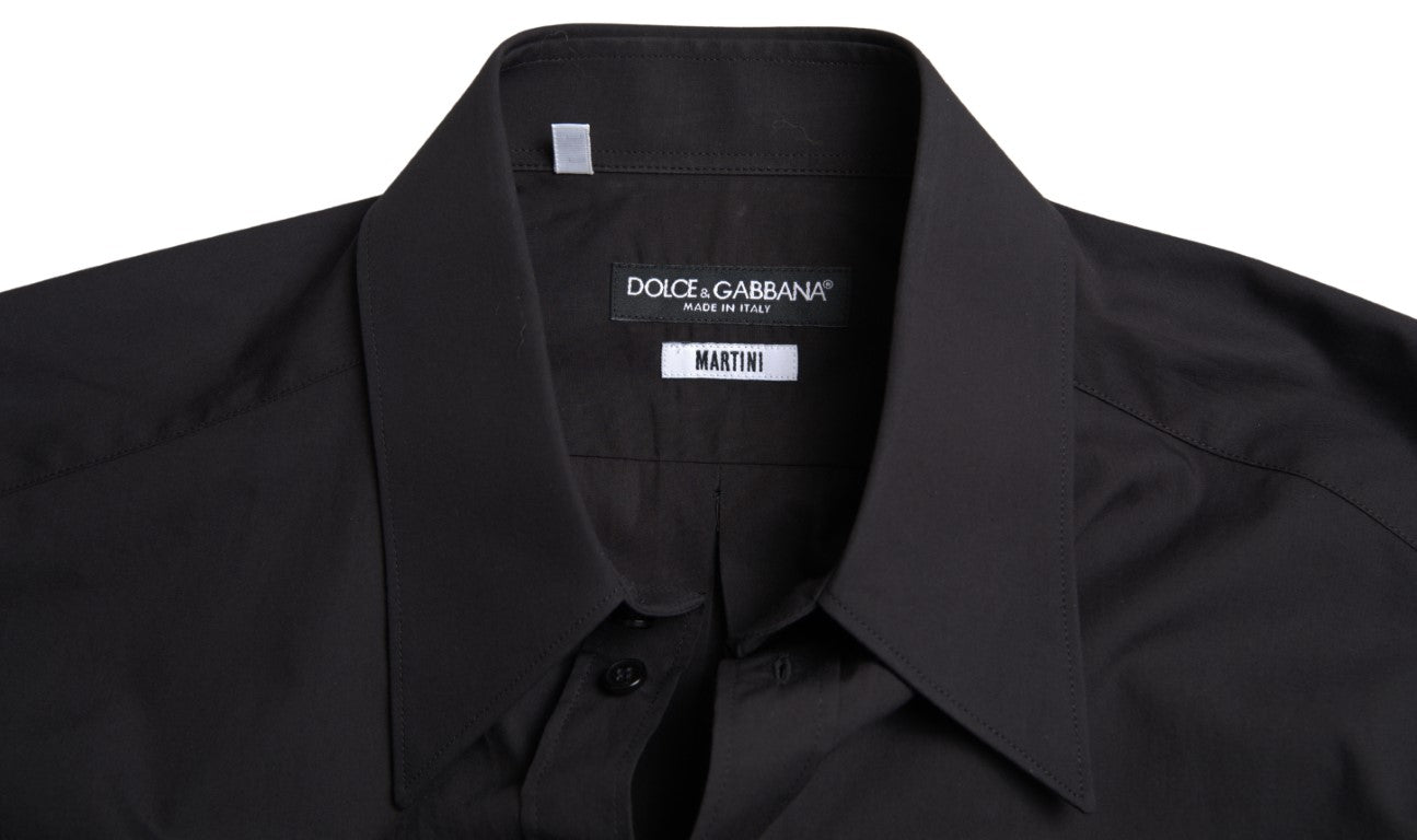 Dolce &amp; Gabbana Elegant Slim Fit Black Cotton Dress Shirt