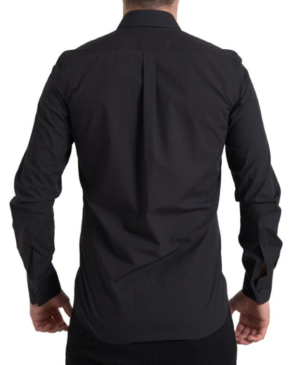 Dolce &amp; Gabbana Elegant Slim Fit Black Cotton Dress Shirt