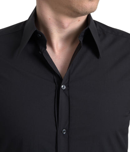 Dolce &amp; Gabbana Elegant Slim Fit Black Cotton Dress Shirt