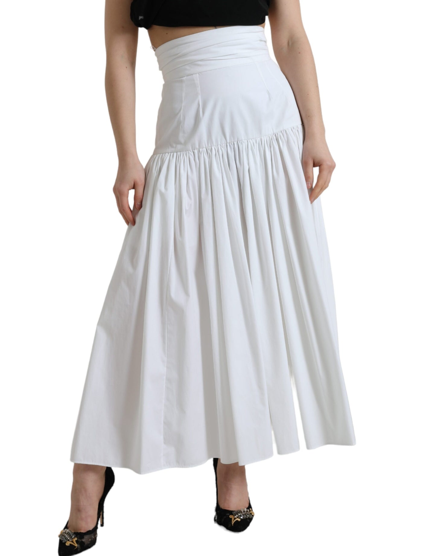 Dolce &amp; Gabbana Elegant High Waist Cotton Maxi Skirt