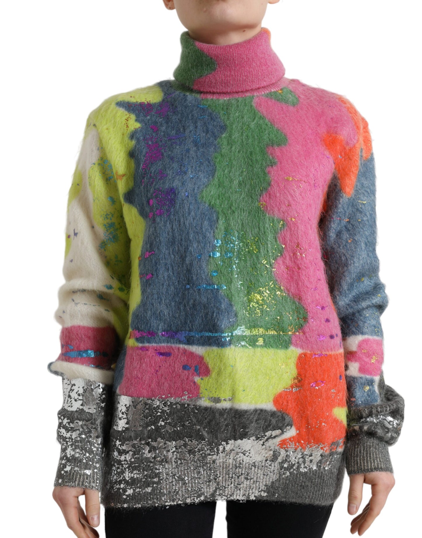 Dolce &amp; Gabbana Multicolor Mohair Stripe Turtleneck Sweater