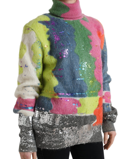 Dolce &amp; Gabbana Multicolor Mohair Stripe Turtleneck Sweater