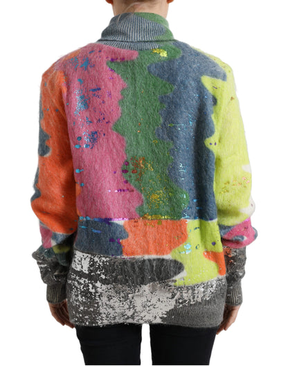 Dolce &amp; Gabbana Multicolor Mohair Stripe Turtleneck Sweater