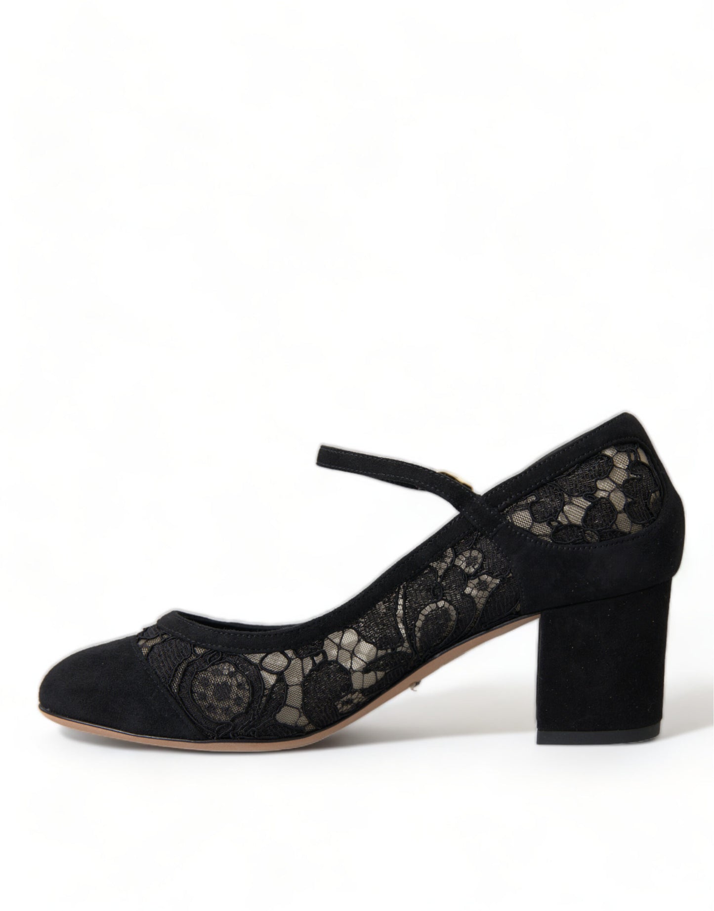 Dolce &amp; Gabbana Elegant Suede Mary Jane Lace Heels