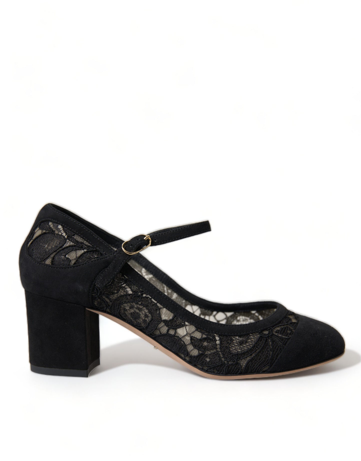 Dolce &amp; Gabbana Elegant Suede Mary Jane Lace Heels