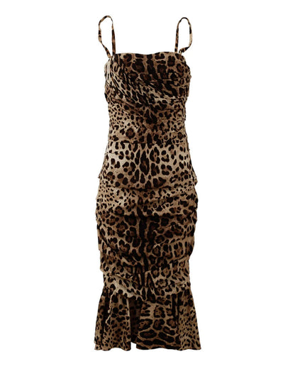 Dolce &amp; Gabbana Elegant Leopard Print Cady Dress