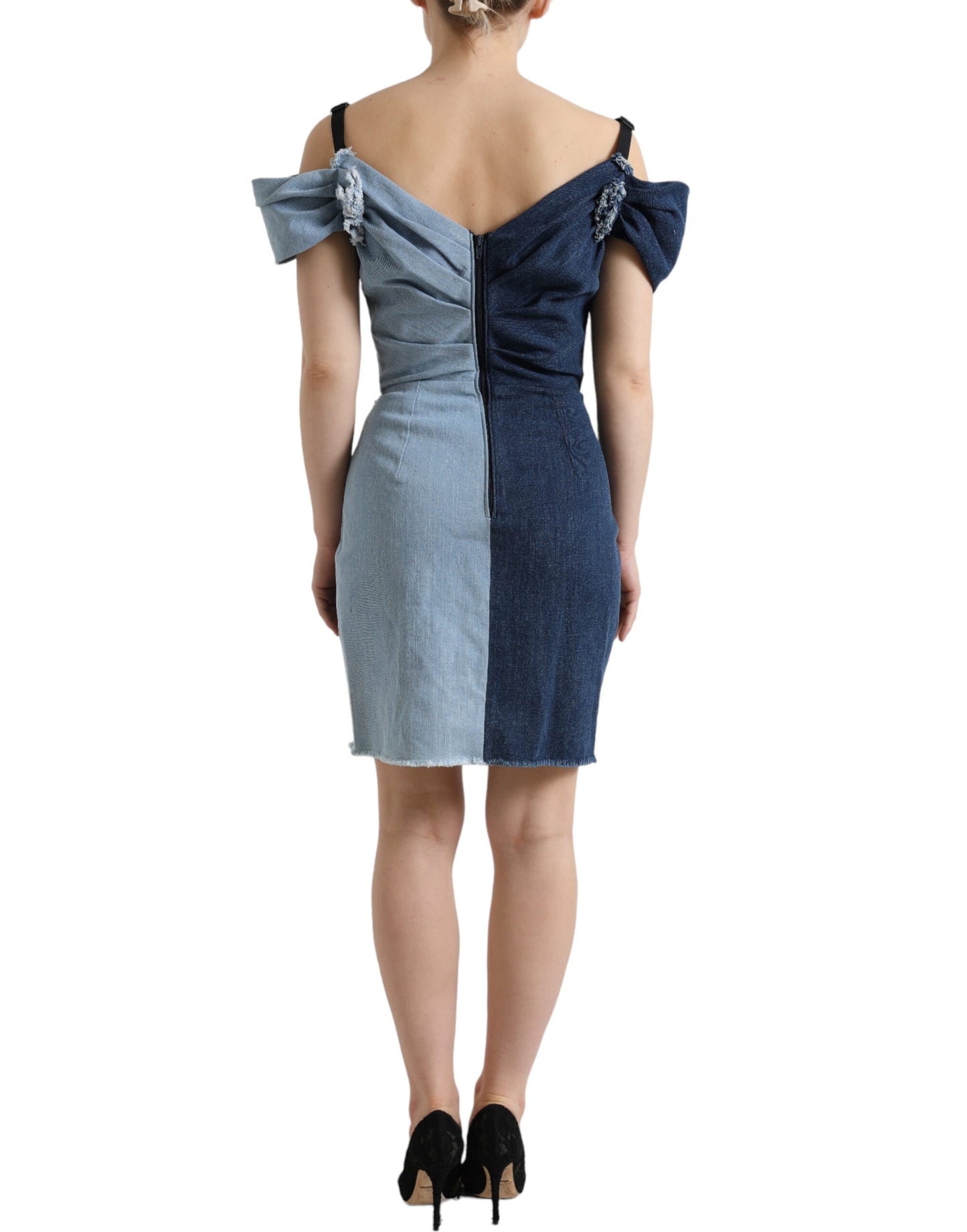 Dolce &amp; Gabbana Elegant Two-Tone Blue Sheath Dress