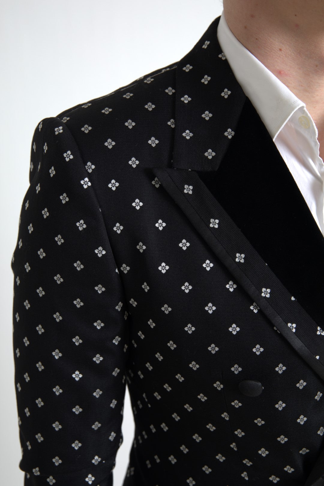 Dolce &amp; Gabbana Elegant Geometric Patterned Slim Blazer