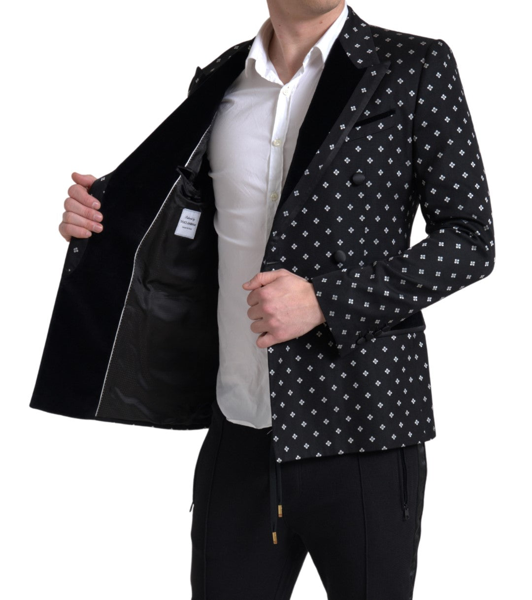 Dolce &amp; Gabbana Elegant Geometric Patterned Slim Blazer