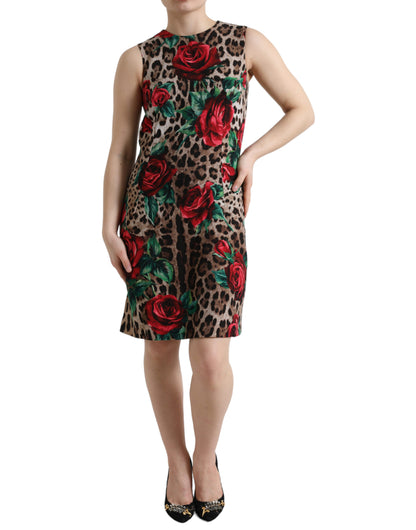 Dolce &amp; Gabbana Elegant Leopard Floral A-Line Dress