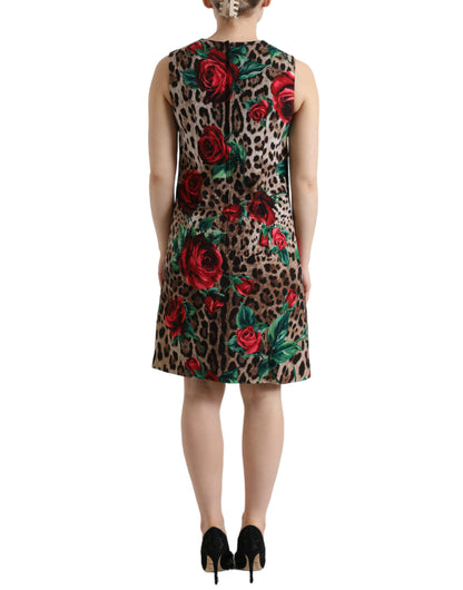 Dolce &amp; Gabbana Elegant Leopard Floral A-Line Dress