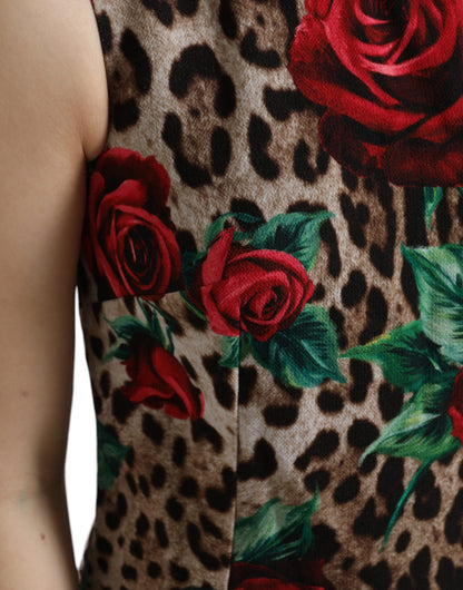 Dolce &amp; Gabbana Elegant Leopard Floral A-Line Dress