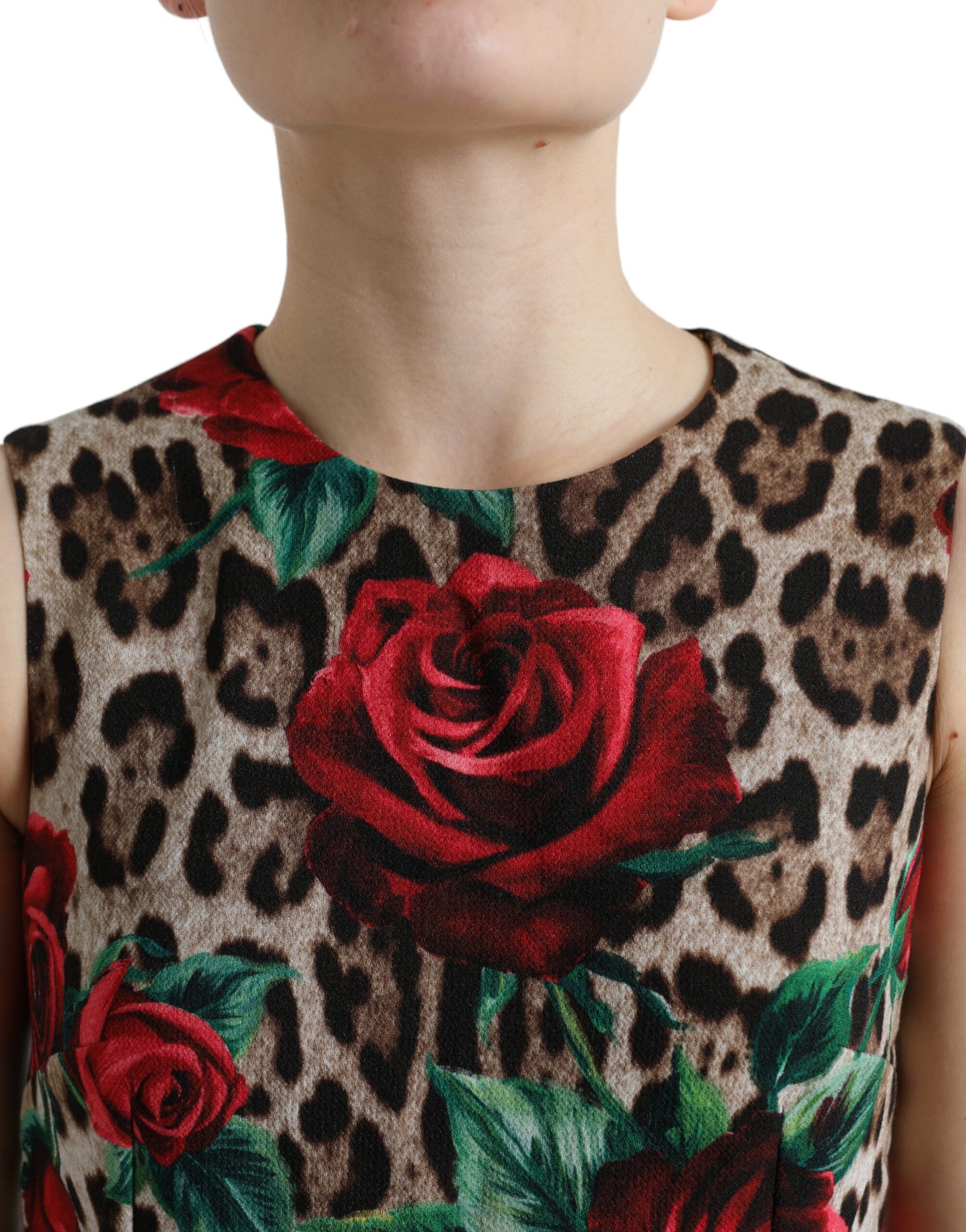 Dolce &amp; Gabbana Elegant Leopard Floral A-Line Dress