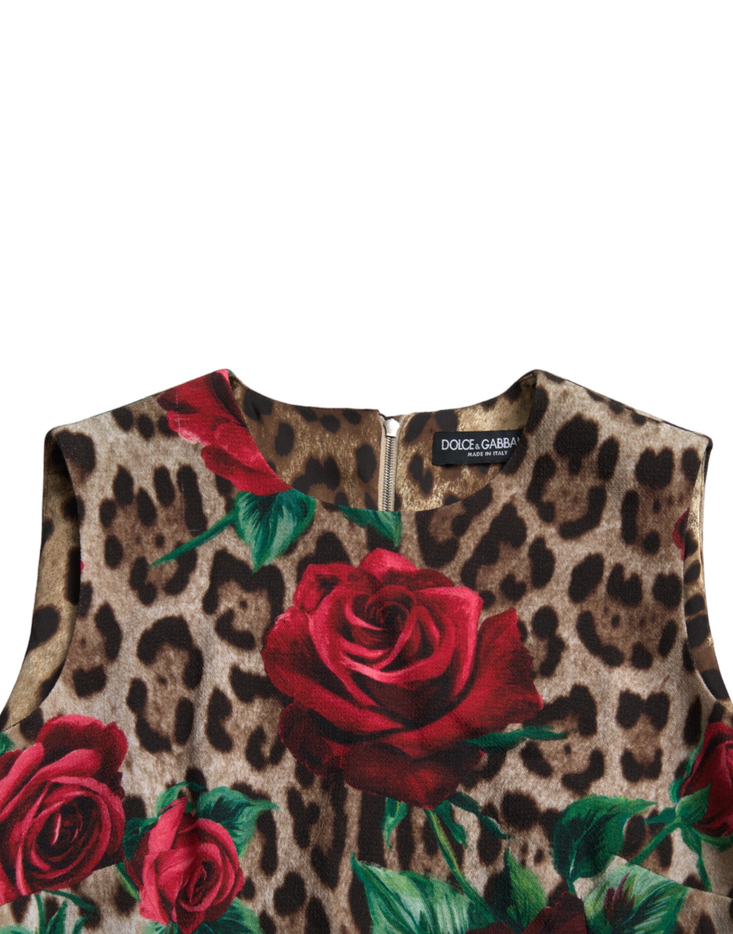 Dolce &amp; Gabbana Elegant Leopard Floral A-Line Dress