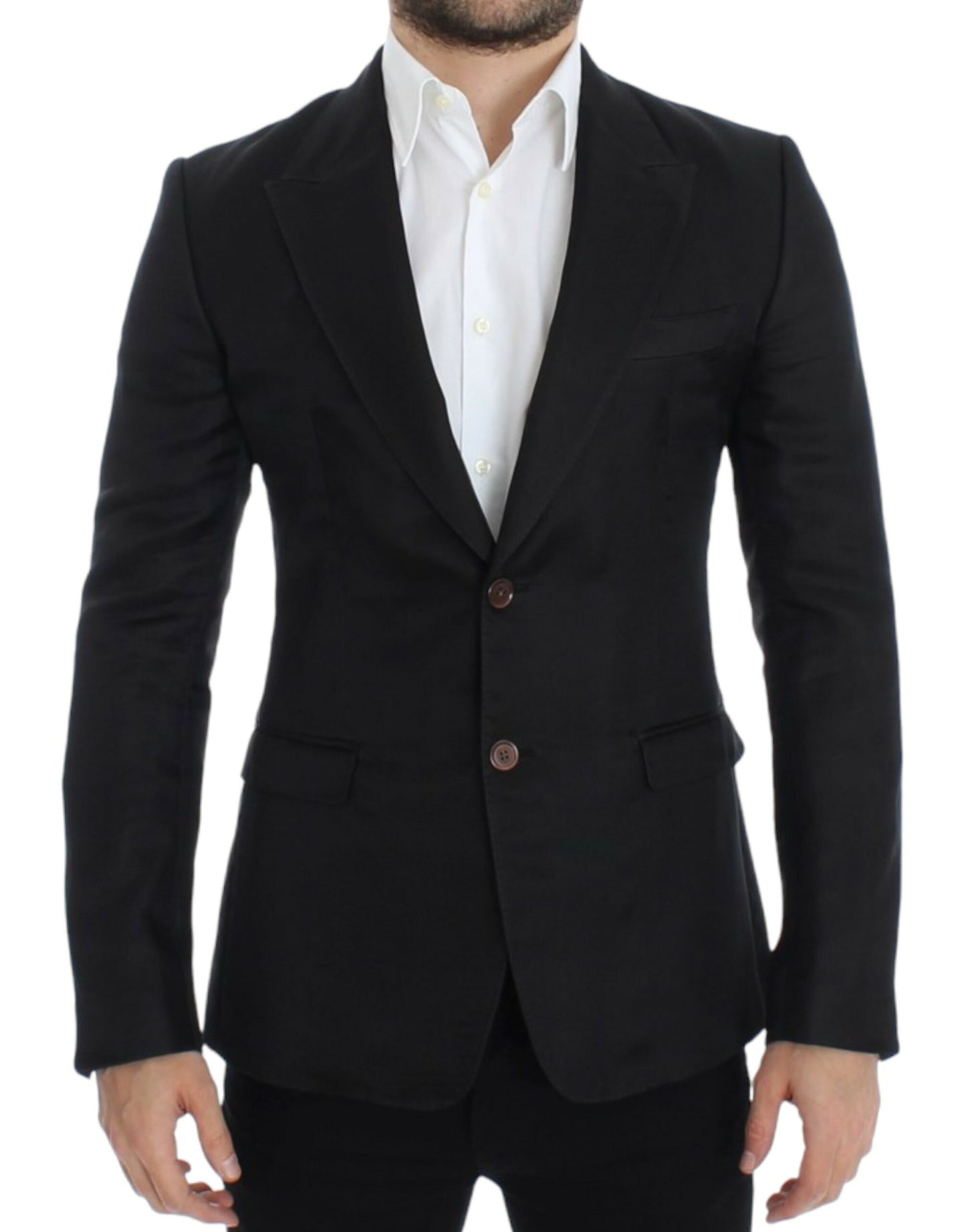 Dolce &amp; Gabbana Elegant Black Silk Blend Two-Button Blazer