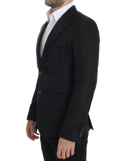 Dolce &amp; Gabbana Elegant Black Silk Blend Two-Button Blazer