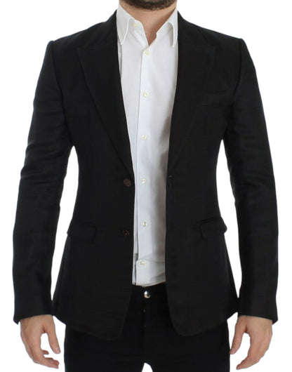 Dolce &amp; Gabbana Elegant Black Silk Blend Two-Button Blazer