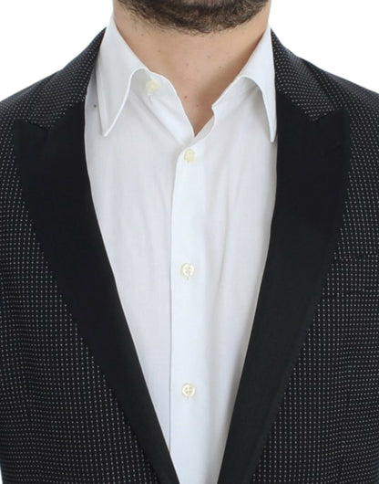 Dolce &amp; Gabbana Elegant Black Polka Dotted Slim Fit Blazer