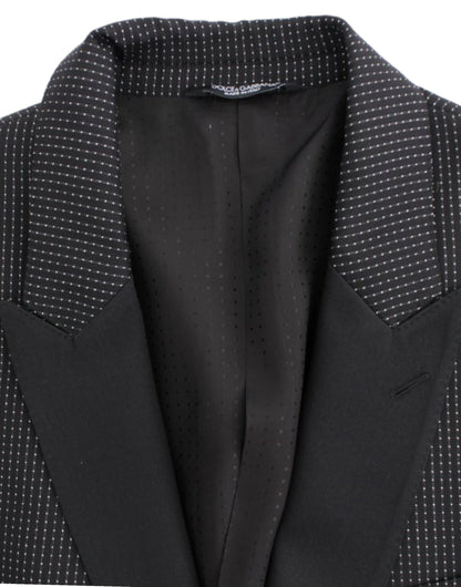 Dolce &amp; Gabbana Elegant Black Polka Dotted Slim Fit Blazer