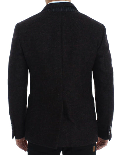 Dolce &amp; Gabbana Burgundy Alpaca Two-Button Blazer Jacket